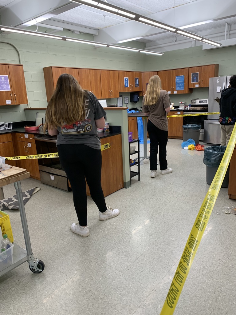 Students checking out the crime scene